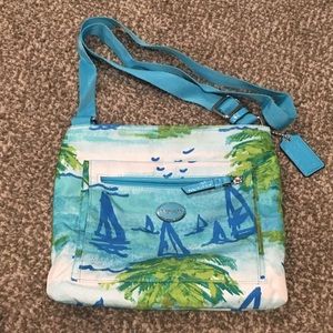 RARE Coach nylon sailboat cross body purse